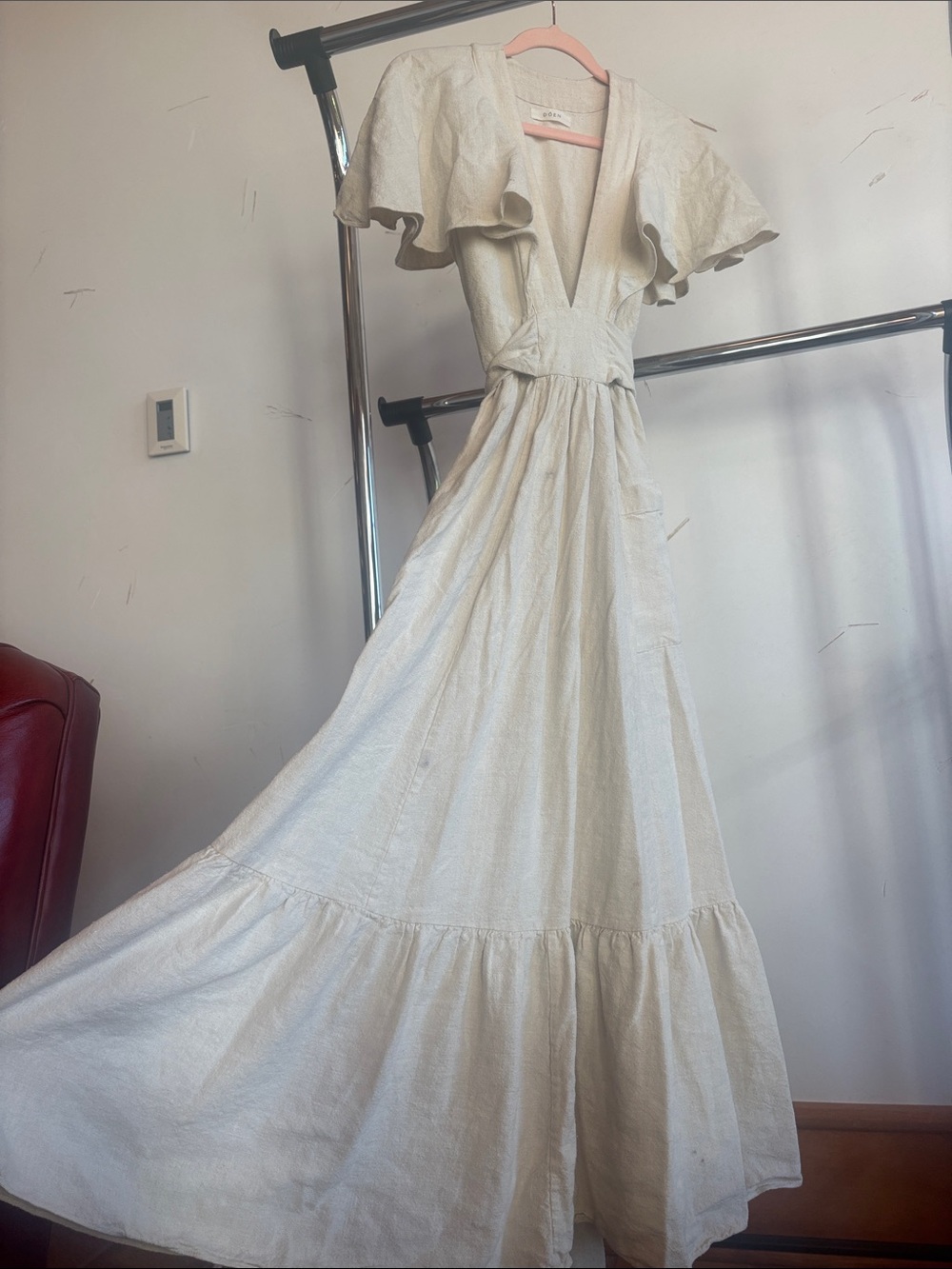 Doen Cream Ruffled Maxi Dress